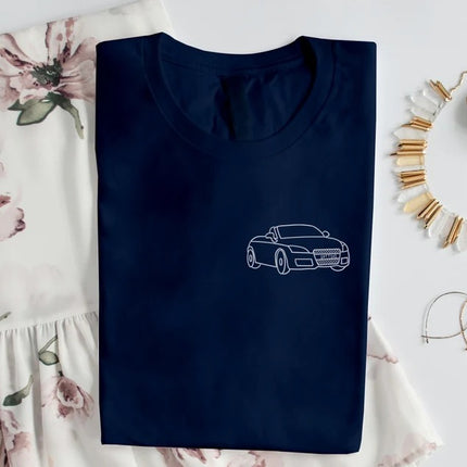 Custom Embroidered Car Outline Shirt, Personalised Car Portrait from Photo T-Shirt, Car Line Art Embroidery Comfy Tees, Gift for Car Lovers