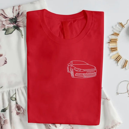 Custom Embroidered Car Outline Shirt, Personalised Car Portrait from Photo T-Shirt, Car Line Art Embroidery Comfy Tees, Gift for Car Lovers