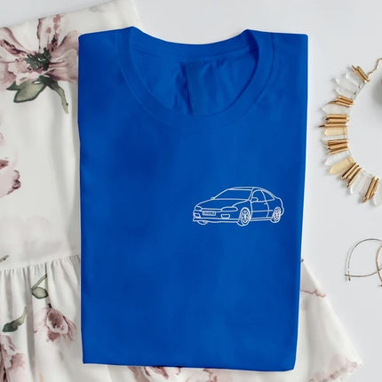 Custom Embroidered Car Outline Shirt, Personalised Car Portrait from Photo T-Shirt, Car Line Art Embroidery Comfy Tees, Gift for Car Lovers