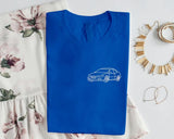 Custom Embroidered Car Outline Shirt, Personalised Car Portrait from Photo T-Shirt, Car Line Art Embroidery Comfy Tees, Gift for Car Lovers