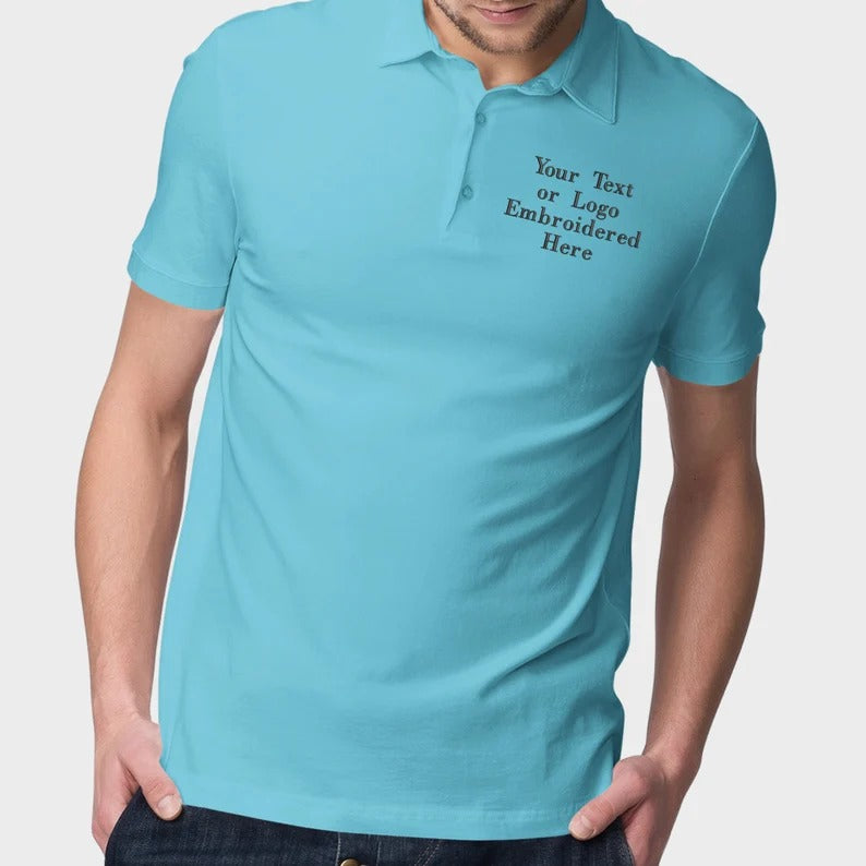 Personalised Logo/Text Polo Shirt, Custom Embroidered Design T-Shirt, Your Business Logo Here Outfits, Comfort Colors Tops with Company Logo