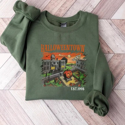 Halloweentown Sweatshirt, Retro Halloweentown University Est 1998 Printed Sweater, Halloween Jumper, Fall Unisex Sweaters, Halloween Outfits