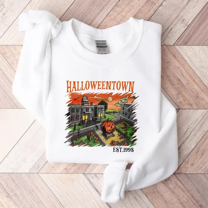 Halloweentown Sweatshirt, Retro Halloweentown University Est 1998 Printed Sweater, Halloween Jumper, Fall Unisex Sweaters, Halloween Outfits
