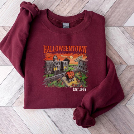 Halloweentown Sweatshirt, Retro Halloweentown University Est 1998 Printed Sweater, Halloween Jumper, Fall Unisex Sweaters, Halloween Outfits
