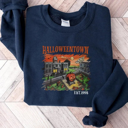 Halloweentown Sweatshirt, Retro Halloweentown University Est 1998 Printed Sweater, Halloween Jumper, Fall Unisex Sweaters, Halloween Outfits