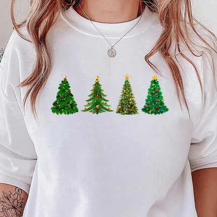 Christmas Trees Sweatshirt, Xmas Crewneck Printed Sweatshirt, Christmas Holidays Jumper, Xmas Pine Trees Sweater, Comfy Christmas Outfits
