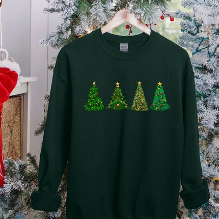 Christmas Trees Sweatshirt, Xmas Crewneck Printed Sweatshirt, Christmas Holidays Jumper, Xmas Pine Trees Sweater, Comfy Christmas Outfits