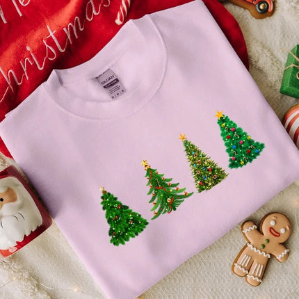 Christmas Trees Sweatshirt, Xmas Crewneck Printed Sweatshirt, Christmas Holidays Jumper, Xmas Pine Trees Sweater, Comfy Christmas Outfits