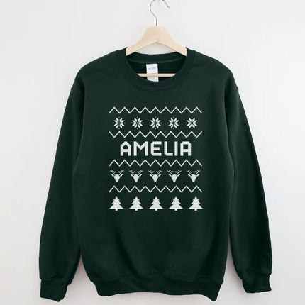 Personalised Christmas Sweatshirt, Custom Name Printed Xmas Jumper, Christmas Couple Matching Sweater, Xmas Party Adults Top, Christmas Gift.