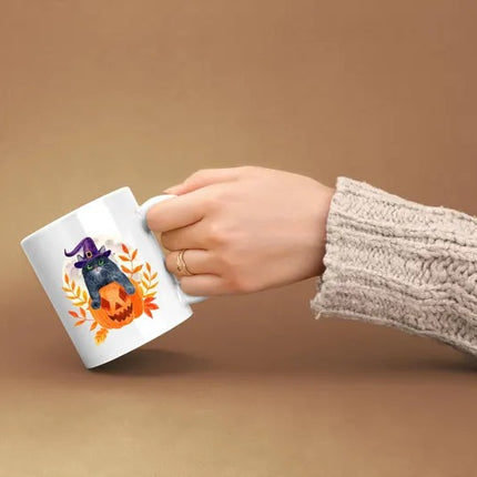Halloween Cat Mugs, Funny Cat With Knife Printed Mug, 11oz White Ceramic Cat Mugs, Cat Lover Gifts, Halloween Ice Coffee Mug, Halloween Gift