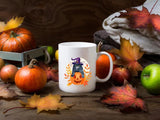 Halloween Cat Mugs, Funny Cat With Knife Printed Mug, 11oz White Ceramic Cat Mugs, Cat Lover Gifts, Halloween Ice Coffee Mug, Halloween Gift