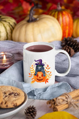 Halloween Cat Mugs, Funny Cat With Knife Printed Mug, 11oz White Ceramic Cat Mugs, Cat Lover Gifts, Halloween Ice Coffee Mug, Halloween Gift