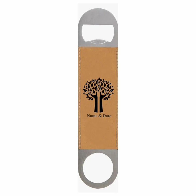 Personalised PU Leather Bar Blade Bottle Opener, Custom Leather Engraved Monogram Bottle Opener, Wedding Favors Party Gifts For Groomsmen