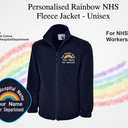 Embroidered NHS Rainbow Fleece Jacket, Custom Name, Nurse, Hospital Department Jacket, Special Offer for Healthcare Staff