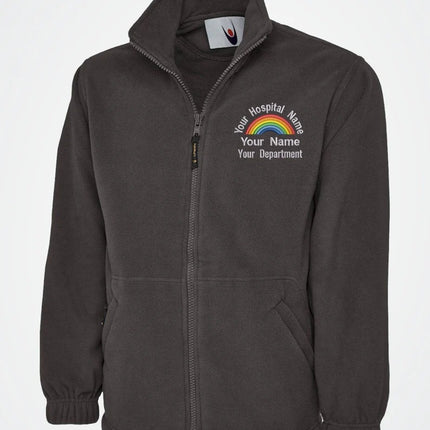 Embroidered NHS Rainbow Fleece Jacket, Custom Name, Nurse, Hospital Department Jacket, Special Offer for Healthcare Staff