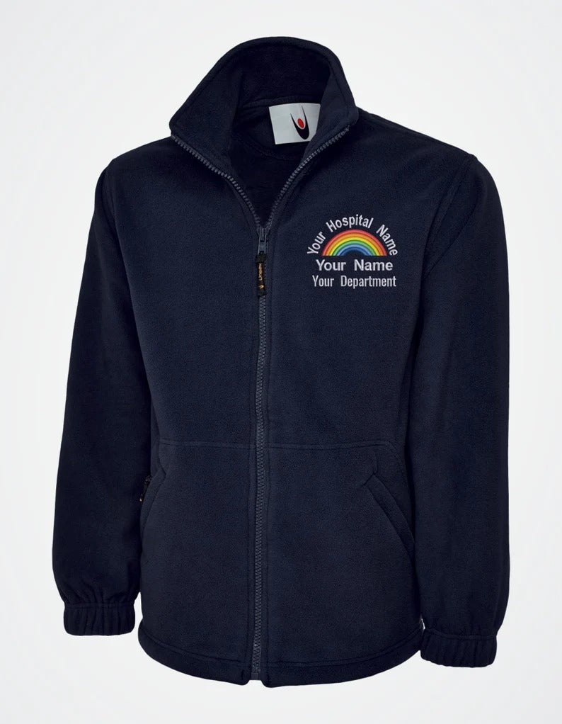 Embroidered NHS Rainbow Fleece Jacket, Custom Name, Nurse, Hospital Department Jacket, Special Offer for Healthcare Staff