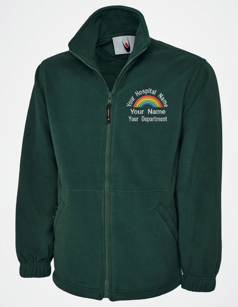 Embroidered NHS Rainbow Fleece Jacket, Custom Name, Nurse, Hospital Department Jacket, Special Offer for Healthcare Staff