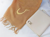 Personalised Arabic Initial Scarf, Embroidered initial Scarves, Classic Woven Warm Oversized Scarves, Winter Scarf, Birthday Gift For Wifey