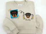 Custom Embroidered Dog Face Sweatshirt, Pet Portrait from Photo Jumper with Name, Personalised Pet Lover Sweatshirt, Memorial Christmas Gift