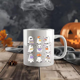 Halloween Ghost Bookish Mug, Cute Boo Ghost Book Reading Mug, Funny Fall Printed Cup, Spooky Season Mug, Halloween Book Lovers Coffee Mug