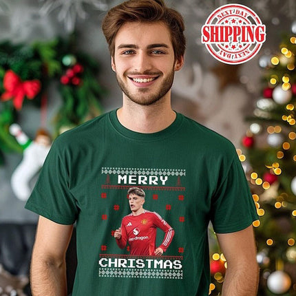 Manchester Garnacho Christmas Shirt, Garnacho Footballer Xmas Ugly TShirt, Christmas Football Lovers Printed Tops, Xmas Holiday Gift for Him