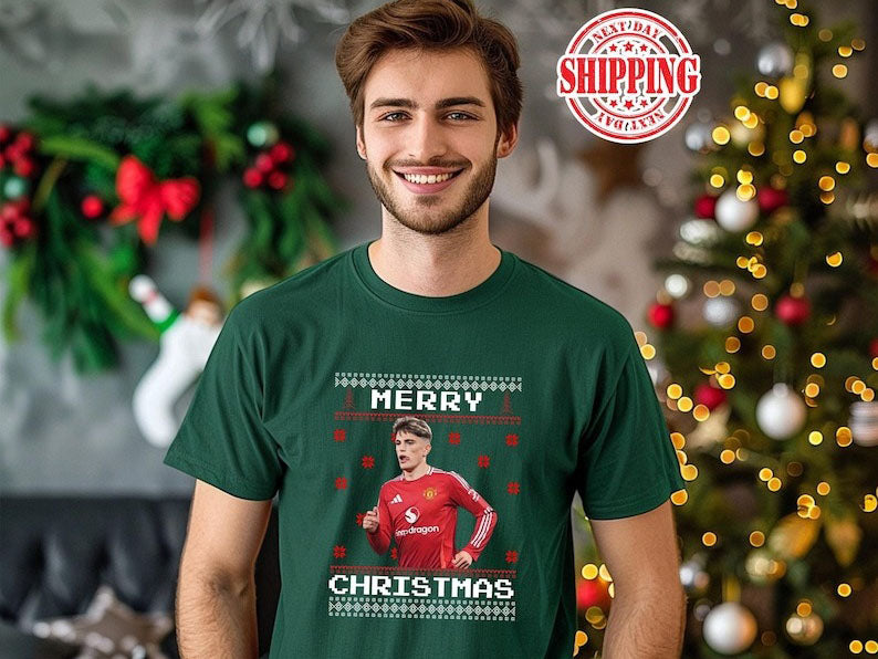 Manchester Garnacho Christmas Shirt, Garnacho Footballer Xmas Ugly TShirt, Christmas Football Lovers Printed Tops, Xmas Holiday Gift for Him