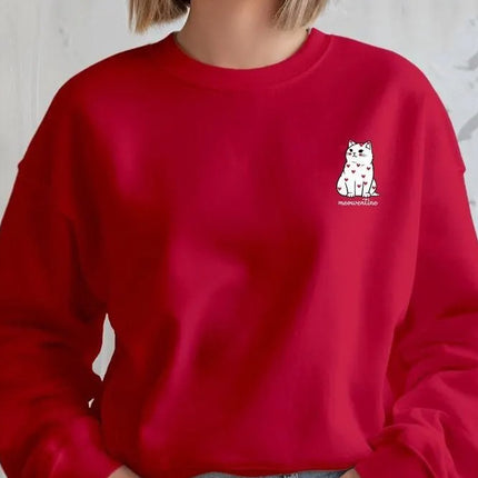 Cute Cat Valentine Sweatshirt, Cat Lover Meowentine Crewneck Sweater, Gifts for Her