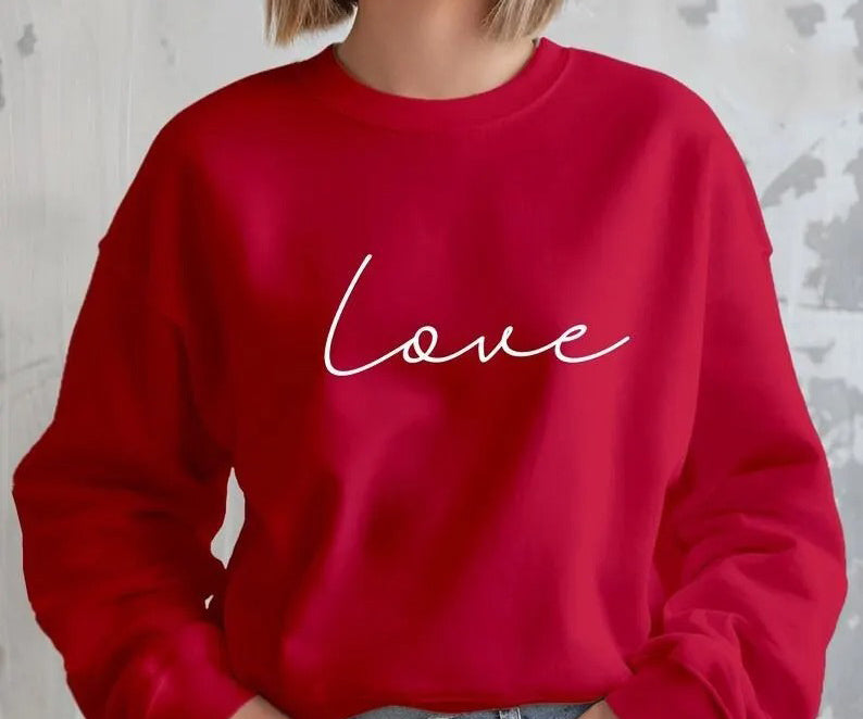 Valentine Love Sweatshirt, Love Printed Sweater for women, Couple Matching Valentines Day Jumper, Memorial Valentine Day Gift for Girlfriend