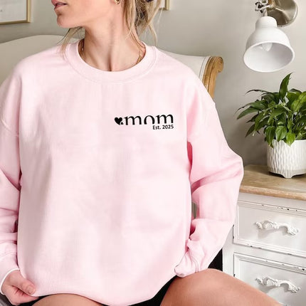 Custom Mama Est 2025 Sweatshirt, Personalised Mama To Be Printed Sweater