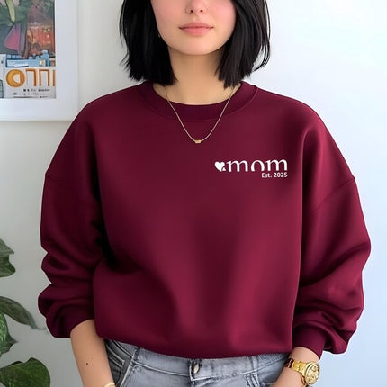 Custom Mama Est 2025 Sweatshirt, Personalised Mama To Be Printed Sweater