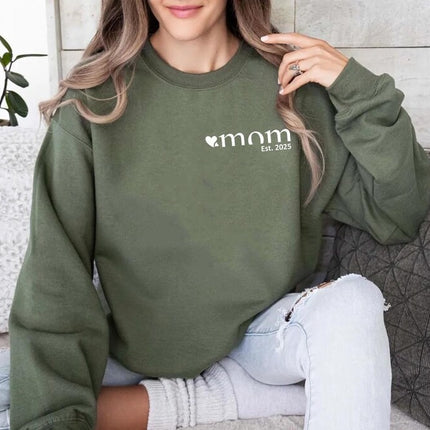 Custom Mama Est 2025 Sweatshirt, Personalised Mama To Be Printed Sweater