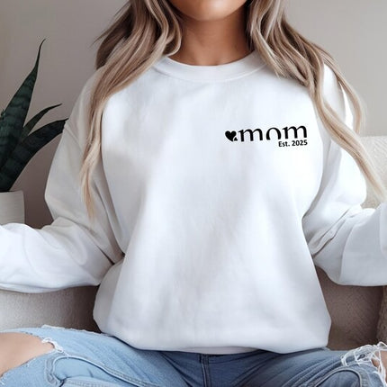 Custom Mama Est 2025 Sweatshirt, Personalised Mama To Be Printed Sweater