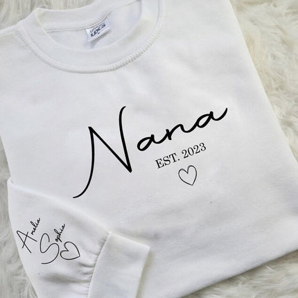 Personalised Nana Sweatshirt, Custom Kids Name Pullover, Grandma Gift Idea