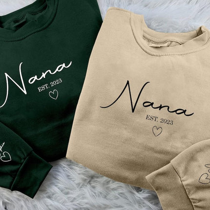 Personalised Nana Sweatshirt, Custom Kids Name Pullover, Grandma Gift Idea