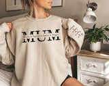 Personalized Kids Name Mama Sweatshirt, Custom Name on Sleeve and Chest Sweater, Mothers Day Jumper, Gift for New Mum, Birthday Gift for Her