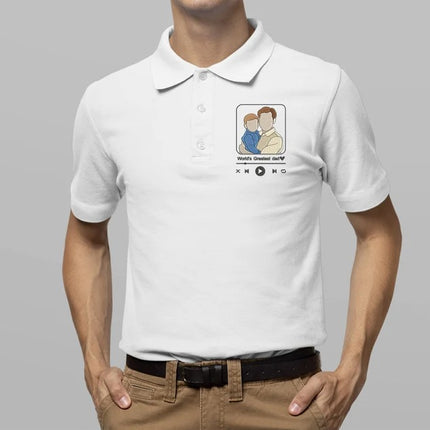 Personalized Portrait Photo Polo Shirt, Embroidered Family Sketch Shirt, Custom Song Name Album Monogrammed Polo, Memorial Anniversary Gift