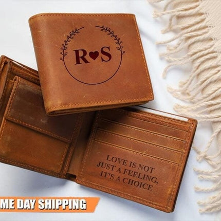 Personalized Leather Bifold Wallet, Custom Photo Engraved Men's Wallet, Premium Leather Wallet, Anniversary Gift for Him, Father's Day Gifts