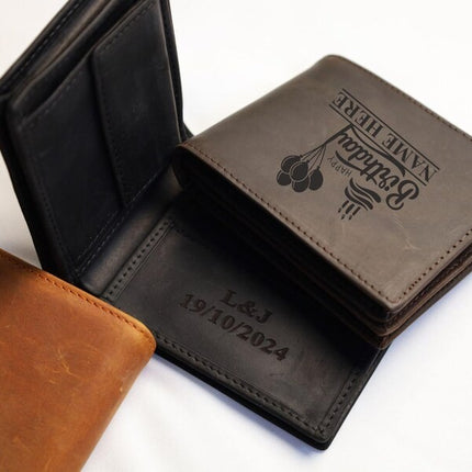 Personalized Leather Bifold Wallet, Custom Photo Engraved Men's Wallet, Premium Leather Wallet, Anniversary Gift for Him, Father's Day Gifts