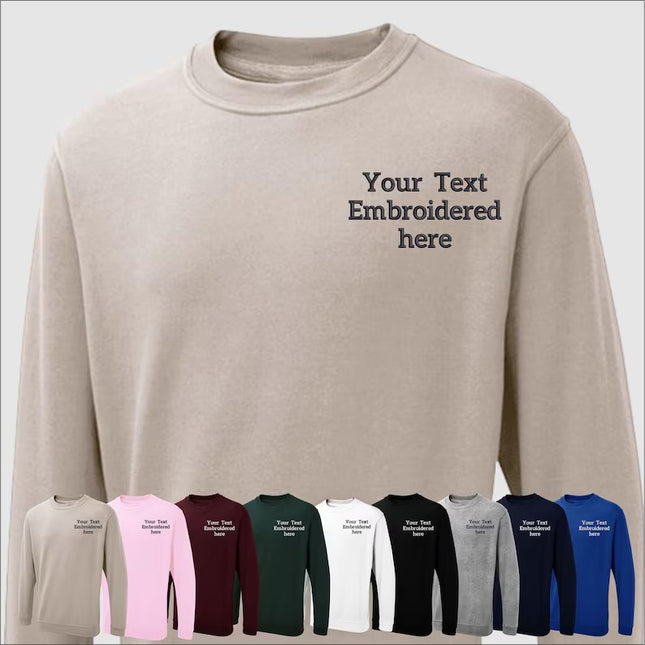 Custom Embroidered Sweatshirt, Personalized Text or Name Sweater, Your Own Text