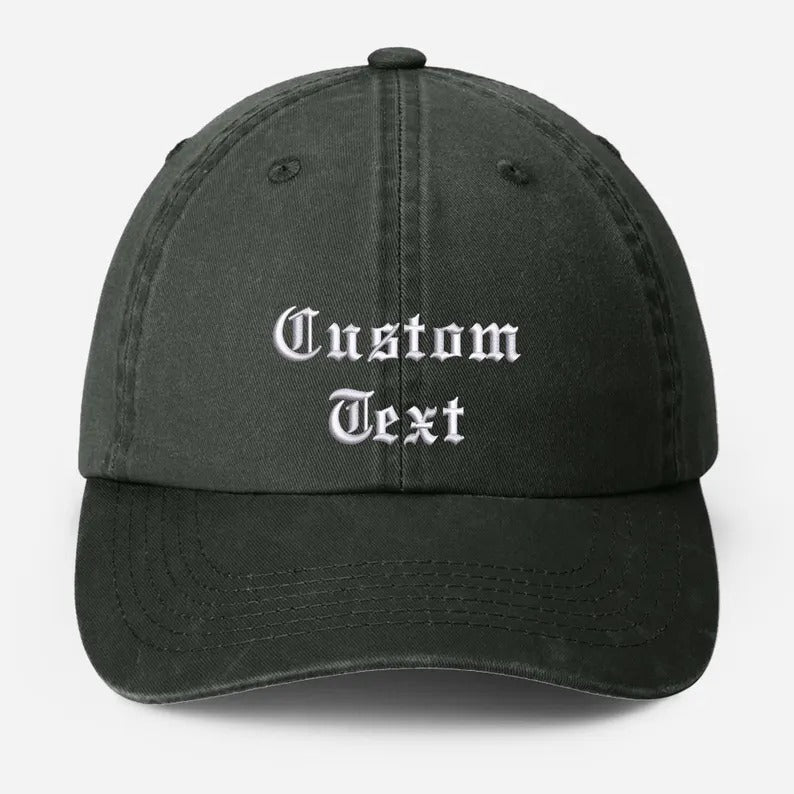 Personalised Embroidered Hat, Custom Text & Logo Baseball Hats, Your Company Monogran Cap, Cotton Snapback Vintage Hat, Father's Day Gift