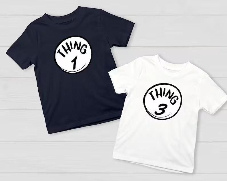 Custom Thing 1 Thing 2 Shirt, Personalised Boys and Girls T-Shirt, World Book Day Tops, Family Matching Youth Kids Tee, School Party Gifts