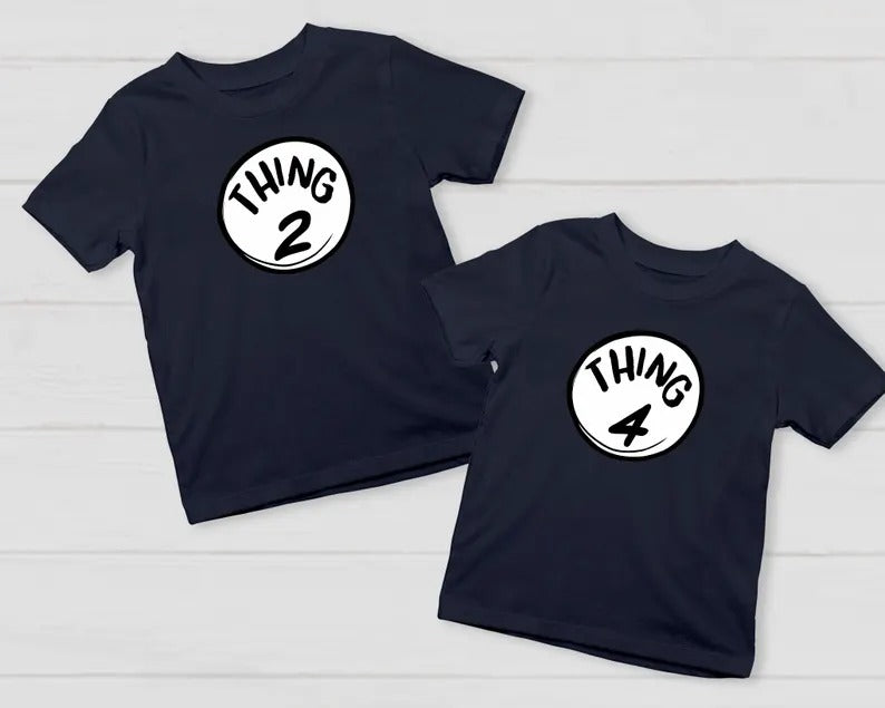 Custom Thing 1 Thing 2 Shirt, Personalised Boys and Girls T-Shirt, World Book Day Tops, Family Matching Youth Kids Tee, School Party Gifts