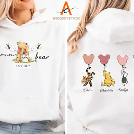 Mama Bear Hoodies, Personalised Mom Hoodies with Kids Names on Back, Gift for Mom