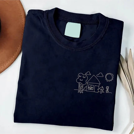 Personalised Embroidered Kids Drawing Photo Tshirt, Custom Actual Drawing Shirts, Children's Artwork Tshirt, Drawing Shirt, Gift for Kids