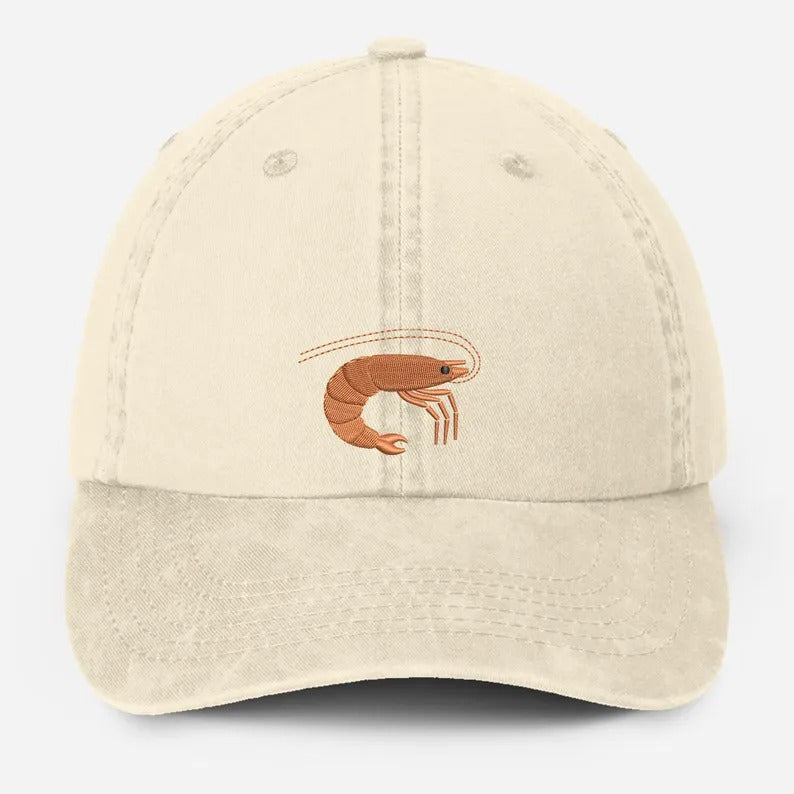 Shrimp Embroidered Baseball Hat, Vintage Style Dad Adjustable Strap Hat, Shrimp Prawn Fathers Day Hat, Seafood Lover Gifts, Fisherman Gifts