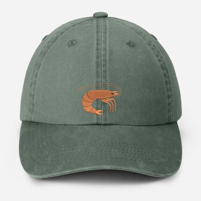 Shrimp Embroidered Baseball Hat, Vintage Style Dad Adjustable Strap Hat