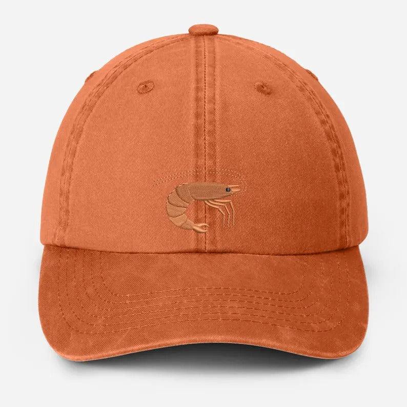 Shrimp Embroidered Baseball Hat, Vintage Style Dad Adjustable Strap Hat, Shrimp Prawn Fathers Day Hat, Seafood Lover Gifts, Fisherman Gifts
