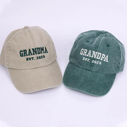 Embroidered Grandpa & Grandma Hats, Custom Est Date Baseball Hat, Mother's Day Gifts