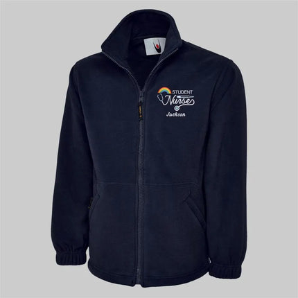 Custom Embroidered Nurse Fleece Jacket, Student Nurse Monogram Jacket, Rainbow Logo Zip Up Jacket, Healthcare Medical Worker Staff Uniform