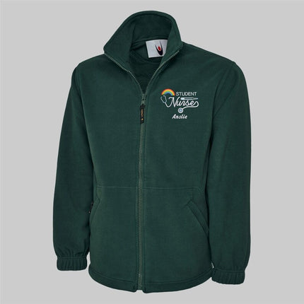 Custom Embroidered Nurse Fleece Jacket, Student Nurse Monogram Jacket, Rainbow Logo Zip Up Jacket, Healthcare Medical Worker Staff Uniform